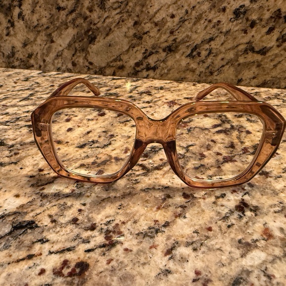 Anthropologie Frannie Translucent Square Readers-Beige - Picture 3 of 3